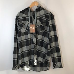 Triple 5 Soul Black Gray Flannel Hoodie Shirt